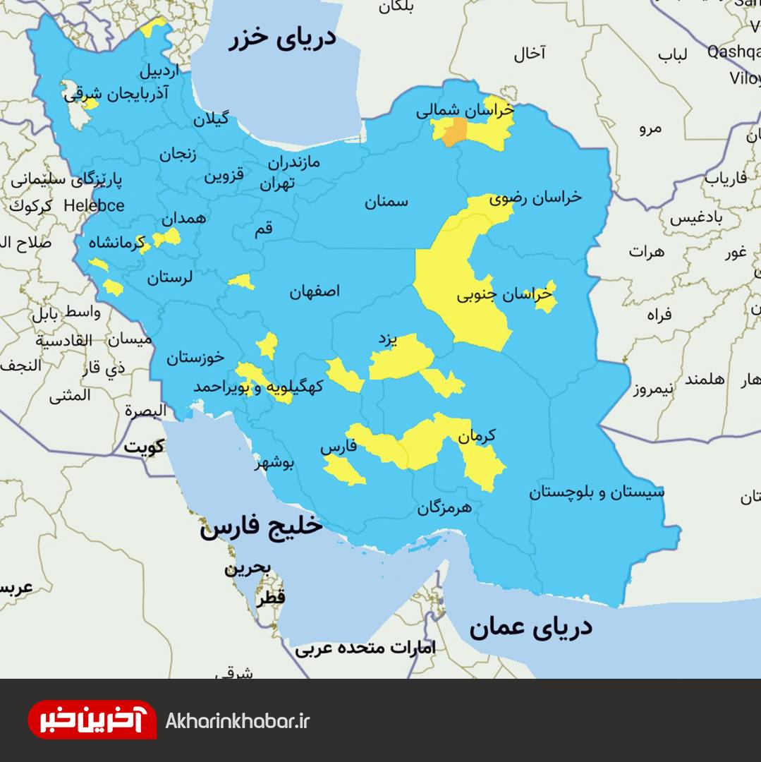 بازگشت رنگ نارنجی به نقشه کرونایی ایران